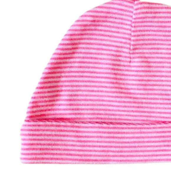 Neon Pink Striped Infant Beanie Hat - Picture 3 of 3